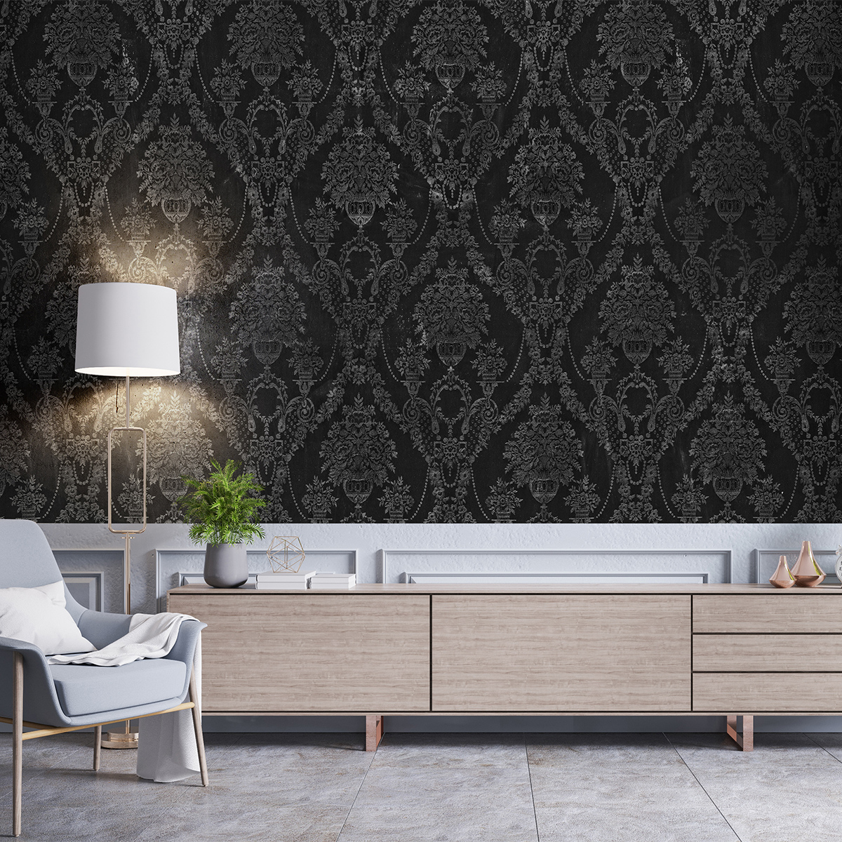 Tapet victorian damask black, dream prints 